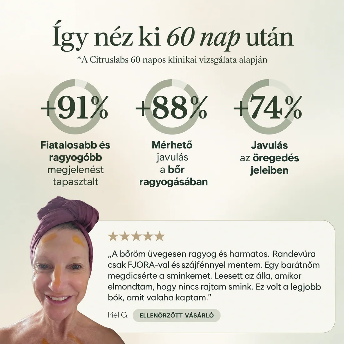 FJORA Organics teljes bőrápoló rendszer érett bőrre – a 60 napos klinikai vizsgálat eredményei és egy vásárló véleménye